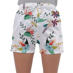 Floral Backdrop Pattern Flower Sleepwear Shorts by Ravend