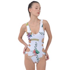 Floral Backdrop Pattern Flower Side Cut Out Swimsuit by Ravend