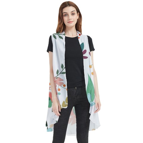 Floral Backdrop Pattern Flower Sleeveless Chiffon Waistcoat Shirt by Ravend