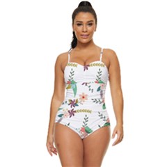 Floral Backdrop Pattern Flower Retro Full Coverage Swimsuit by Ravend