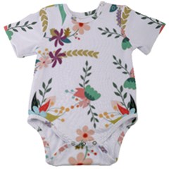 Floral Backdrop Pattern Flower Baby Short Sleeve Bodysuit by Ravend