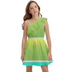 Pattern Banner Background Dot Set Kids  One Shoulder Party Dress