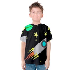 Planet Rocket Space Stars Kids  Cotton T-shirt