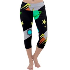 Planet Rocket Space Stars Capri Yoga Leggings