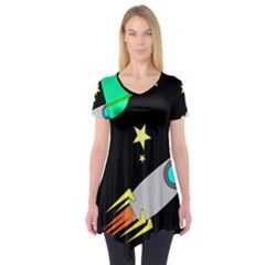 Planet Rocket Space Stars Short Sleeve Tunic 