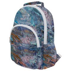 Abstract delta Rounded Multi Pocket Backpack