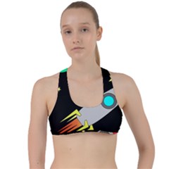 Planet Rocket Space Stars Criss Cross Racerback Sports Bra by Ravend