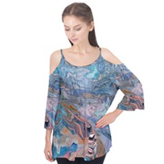 Abstract delta Flutter Sleeve T-Shirt 