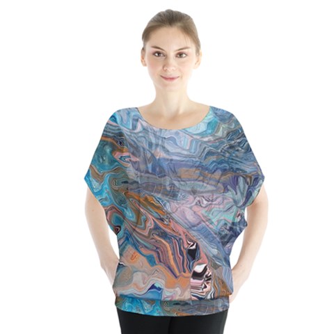 Abstract Delta Batwing Chiffon Blouse by kaleidomarblingart