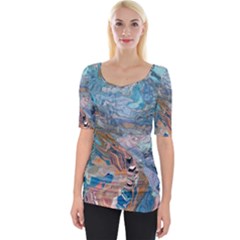 Abstract delta Wide Neckline T-Shirt