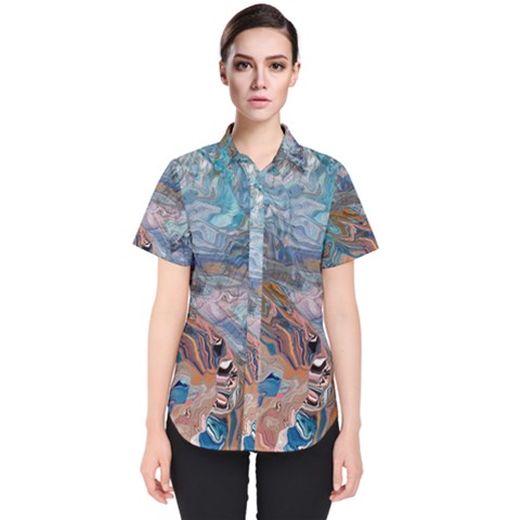 Abstract Delta Women s Short Sleeve Shirt by kaleidomarblingart