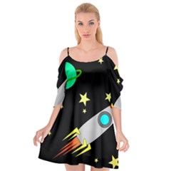 Planet Rocket Space Stars Cutout Spaghetti Strap Chiffon Dress by Ravend