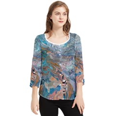 Abstract delta Chiffon Quarter Sleeve Blouse