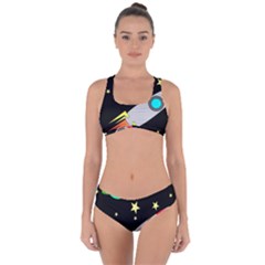 Planet Rocket Space Stars Criss Cross Bikini Set by Ravend