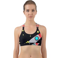 Planet Rocket Space Stars Back Web Sports Bra by Ravend