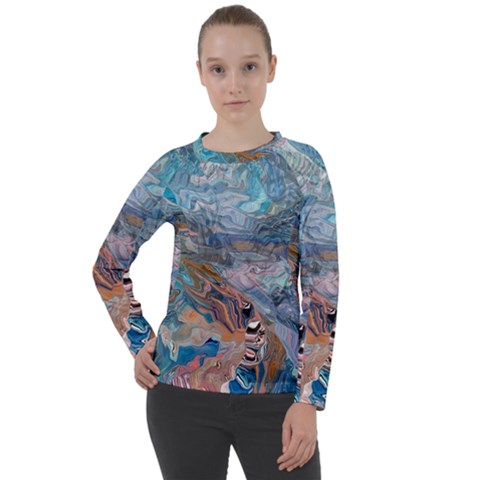 Abstract Delta Women s Long Sleeve Raglan T-shirt by kaleidomarblingart