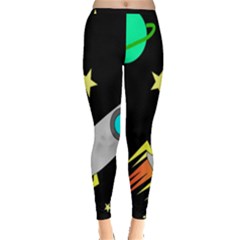 Planet Rocket Space Stars Inside Out Leggings