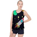 Planet Rocket Space Stars Bubble Hem Chiffon Tank Top View1