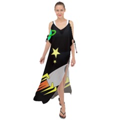 Planet Rocket Space Stars Maxi Chiffon Cover Up Dress