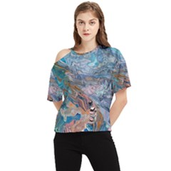 Abstract delta One Shoulder Cut Out T-Shirt