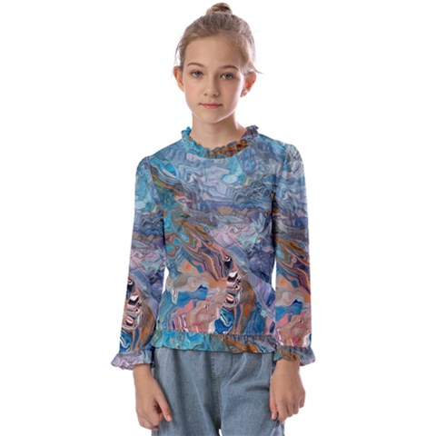 Abstract Delta Kids  Frill Detail T-shirt by kaleidomarblingart