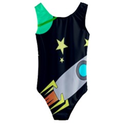 Planet Rocket Space Stars Kids  Cut-out Back One Piece Swimsuit by Ravend