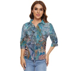 Abstract delta Women s Quarter Sleeve Pocket Shirt