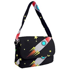 Planet Rocket Space Stars Courier Bag by Ravend