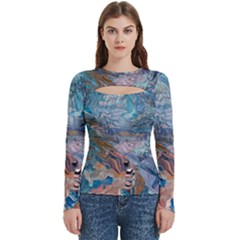 Abstract Delta Women s Cut Out Long Sleeve T-shirt by kaleidomarblingart