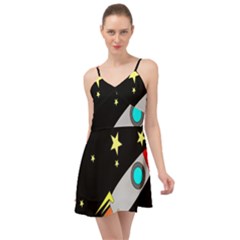 Planet Rocket Space Stars Summer Time Chiffon Dress