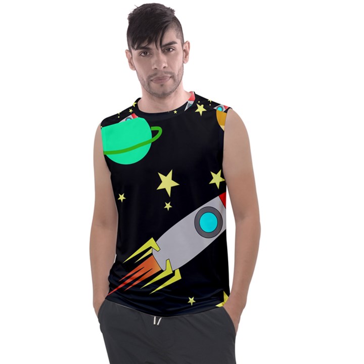 Planet Rocket Space Stars Men s Regular Tank Top