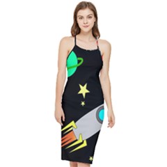 Planet Rocket Space Stars Bodycon Cross Back Summer Dress by Ravend