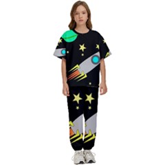 Planet Rocket Space Stars Kids  T-shirt And Pants Sports Set by Ravend