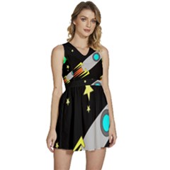 Planet Rocket Space Stars Sleeveless High Waist Mini Dress by Ravend