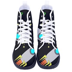 Planet Rocket Space Stars Kid s High-top Canvas Sneakers by Ravend