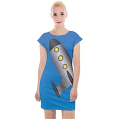 Rocket Spaceship Space Travel Nasa Cap Sleeve Bodycon Dress by Ravend