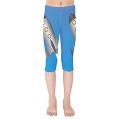 Rocket Spaceship Space Travel Nasa Kids  Capri Leggings  by Ravend