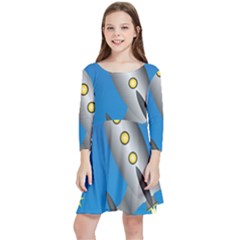 Rocket Spaceship Space Travel Nasa Kids  Quarter Sleeve Skater Dress by Ravend