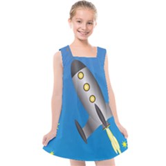 Rocket Spaceship Space Travel Nasa Kids  Cross Back Dress by Ravend