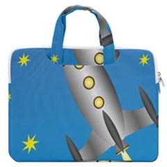 Rocket Spaceship Space Travel Nasa Macbook Pro 13  Double Pocket Laptop Bag by Ravend