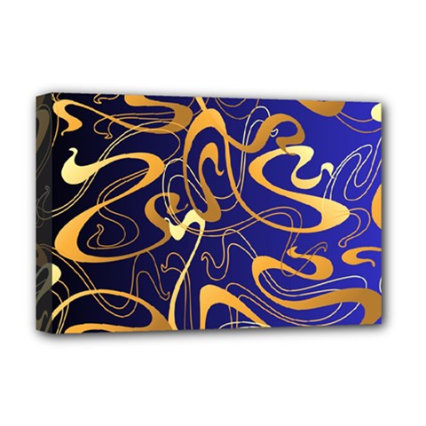 Squiggly Lines Blue Ombre Deluxe Canvas 18  X 12  (stretched) by Ravend