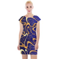 Squiggly Lines Blue Ombre Cap Sleeve Bodycon Dress by Ravend