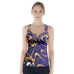 Squiggly Lines Blue Ombre Racer Back Sports Top by Ravend