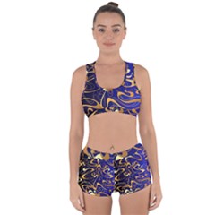 Squiggly Lines Blue Ombre Racerback Boyleg Bikini Set by Ravend