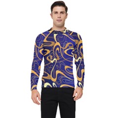 Squiggly Lines Blue Ombre Men s Long Sleeve Rash Guard by Ravend