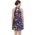 Squiggly Lines Blue Ombre Velvet Halter Neckline Dress  View2