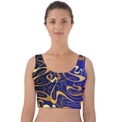 Squiggly Lines Blue Ombre Velvet Crop Top by Ravend