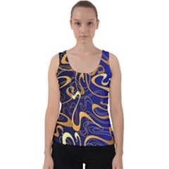 Squiggly Lines Blue Ombre Velvet Tank Top by Ravend