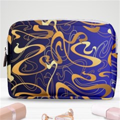 Squiggly Lines Blue Ombre Make Up Pouch (medium) by Ravend