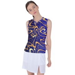 Squiggly Lines Blue Ombre Women s Sleeveless Sports Top by Ravend